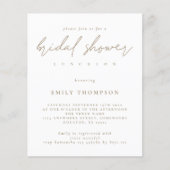 予算モダン金ゴールドスクリプトブライダルシャワー招待 (正面)