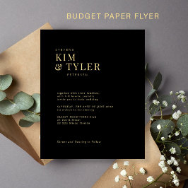 予算モダン金ゴールドタイポグラフィ結婚式招待状 チラシ