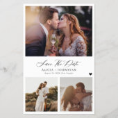 予算モダン3写真結婚式の日付を保存 チラシ (正面)