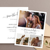 予算モダン3写真結婚式の日付カードを保存