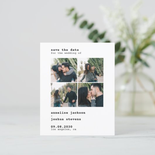 予算モダン4写真結婚式の日付を保存 (スタンド正面)