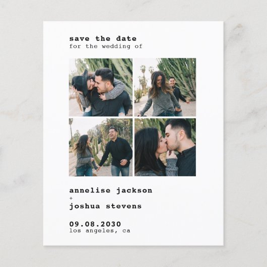 予算モダン4写真結婚式の日付を保存 (正面)