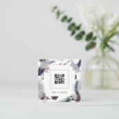 予算モダンQRコード冬の結婚式の招待状 スクエア名刺 (スタンド正面)