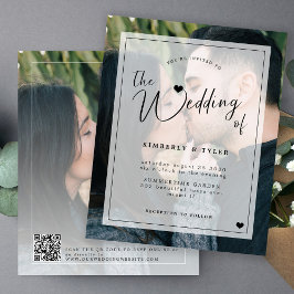 予算モダンQRコード2フォト結婚式招待状