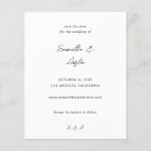 予算モダンV写真はっきりした保存日付 – 明るい チラシ (裏面)