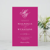 予算モノグエレガントラムQRコード結婚式招待状 (スタンド正面)