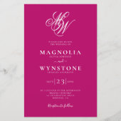 予算モノグエレガントラムQRコード結婚式招待状 (正面)