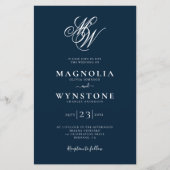 予算モノグエレガントラムQRコード結婚式招待状 (正面)