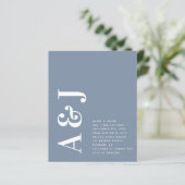 予算モノグラムブルーQRコード結婚式招待状 (スタンド正面)