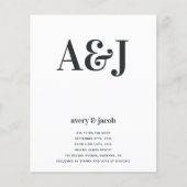 予算モノグラムQRコード結婚式招待状 (正面)