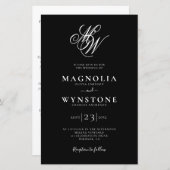 予算モノグラムQRコード詳細結婚式招待状 (正面/裏面)