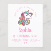 予算ユニコーンキッドの誕生日パーティーへの招待 (正面)