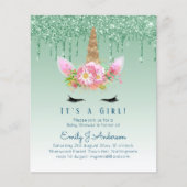 予算ユニコーン赤ちゃんシャワー緑の女の子かわいい (正面)