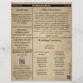 予算ユニークおもしろいニュース紙結婚式招待状 チラシ (裏面)