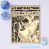 予算ユニークおもしろいニュース紙結婚式招待状 チラシ (シングル)