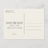 予算ユニーク写真結婚式の日付の保存 案内ポストカード (裏面)