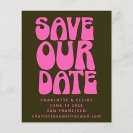 予算ユニークGroovy 70sピンクグリーン日付を保存