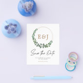 予算ユーカリのミニマリスト結婚式の日付を保存 チラシ (シングル)