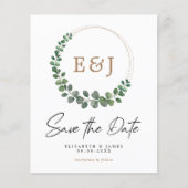予算ユーカリのミニマリスト結婚式の日付を保存 チラシ (正面)