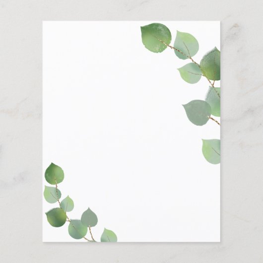 予算ユーカリの緑の結婚式プログラム (裏面)