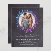 予算ユーカリの葉の写真日付カードを保存 (正面/裏面)