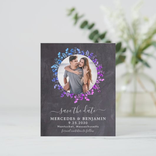 予算ユーカリの葉の写真日付カードを保存 (スタンド正面)