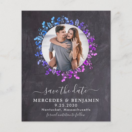 予算ユーカリの葉の写真日付カードを保存 (正面)