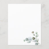 予算ユーカリプタススクリプトブライダルシャワー招待 (裏面)