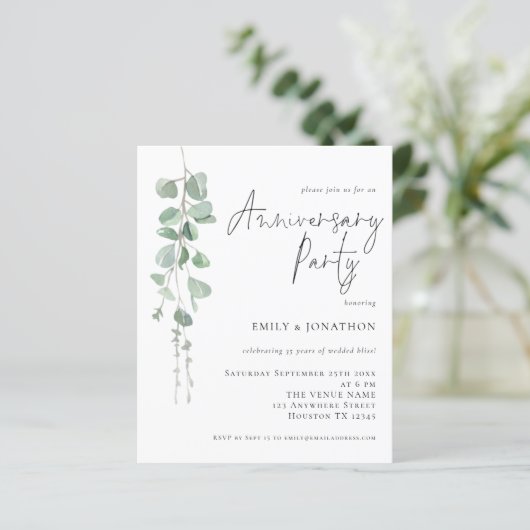 予算ユーカリプタススクリプト記念日パーティー招待状 (スタンド正面)