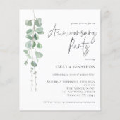 予算ユーカリプタススクリプト記念日パーティー招待状 (正面)