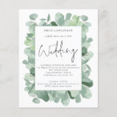 予算ユーカリプタスリーフQRコード結婚式招待状 (正面)