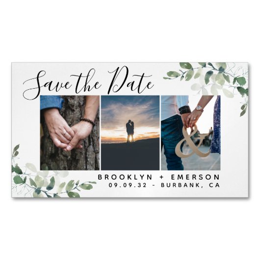 予算ユーカリ写真保存の日付 マグネット名刺 (正面)