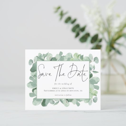 予算ユーカリ写真結婚式の日付を保存 (スタンド正面)