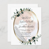 予算ユーカリ写真QRコードウェディング招待 (正面/裏面)