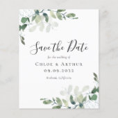 予算ユーカリ水の色の結婚式の日付を保存 (正面)