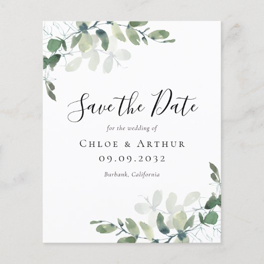 予算ユーカリ水の色の結婚式の日付を保存 (正面)