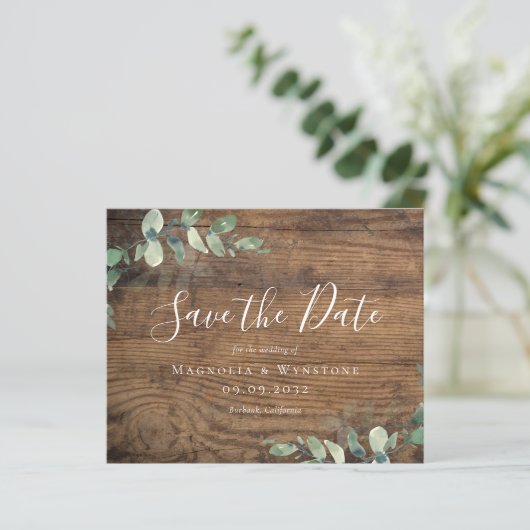 予算ユーカリ水の色の結婚式の日付を保存 (スタンド正面)