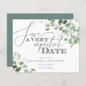 予算ユーカリ水の色の結婚式の日付を保存 (正面/裏面)