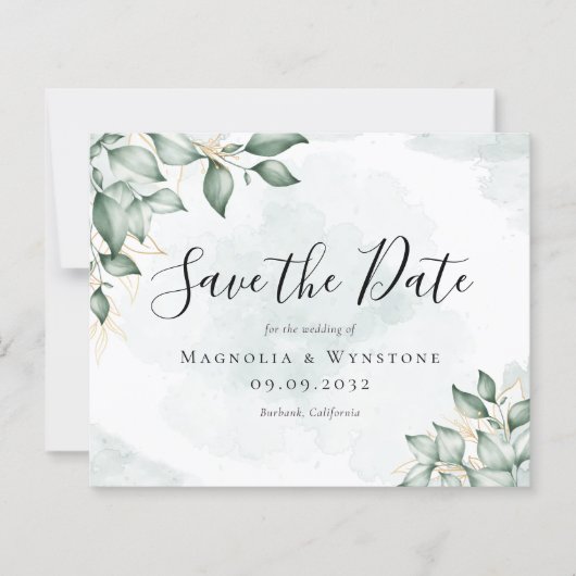 予算ユーカリ水の色の結婚式の日付を保存 (正面)