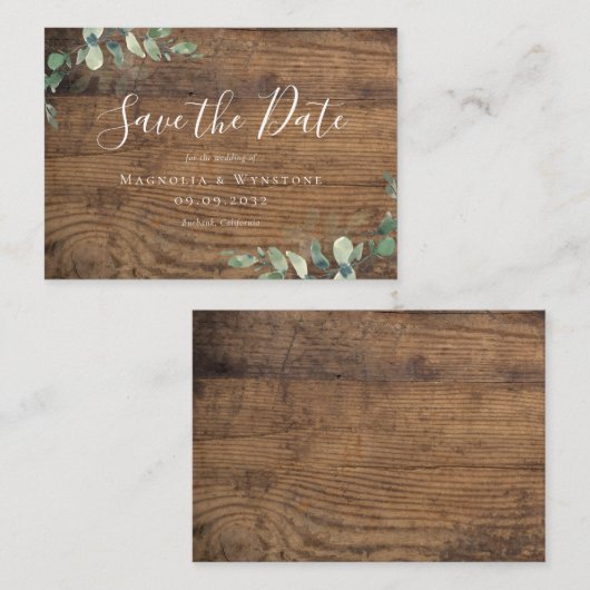 予算ユーカリ水の色の結婚式の日付を保存 ノートカード (正面/裏面)