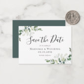 予算ユーカリ水の色の結婚式の日付を保存 ノートカード (正面/裏面インサイチュ)