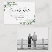 予算ユーカリ水の色の結婚式の日付を保存 ノートカード (正面/裏面)