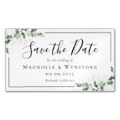 予算ユーカリ水の色の結婚式の日付を保存 マグネット名刺 (正面)