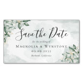 予算ユーカリ水の色の結婚式の日付を保存 マグネット名刺 (正面)