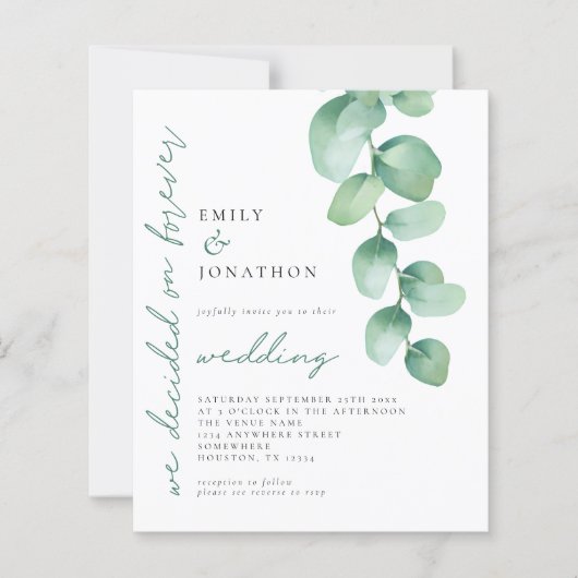 予算ユーカリ永遠に結婚式の招待を決定 (正面)