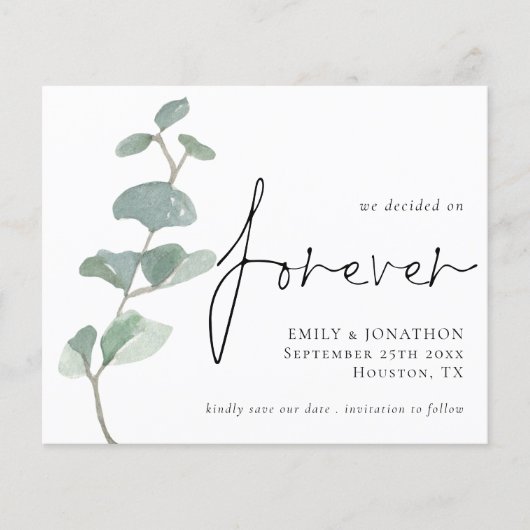 予算ユーカリ永遠に結婚式の日付を保存 (正面)