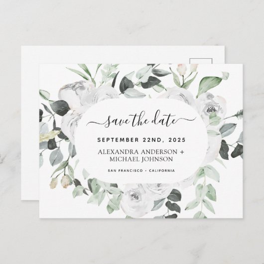 予算ユーカリ白フローラ保存日 ポストカード (正面/裏面)