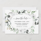 予算ユーカリ白フローラ保存日 招待状 (正面)