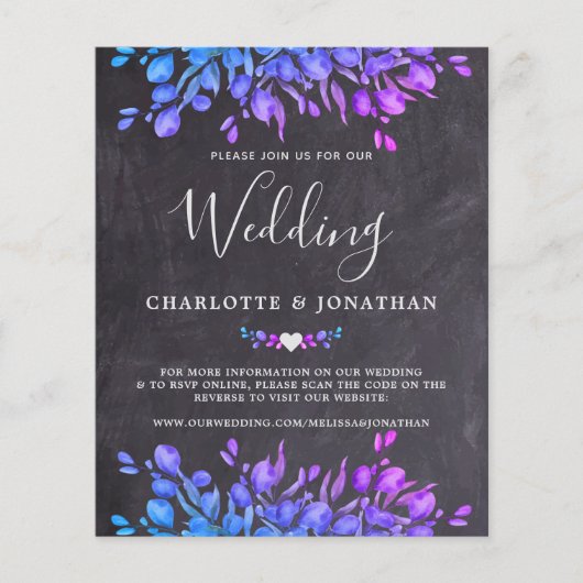 予算ユーカリ素朴石板QRコード結婚の請求書 (正面)