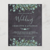 予算ユーカリ素朴QRコード結婚式の招待 (正面)